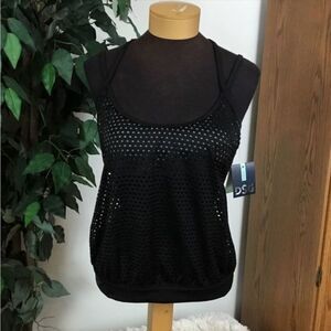 Dicks Sporting Goods tankini Woman’s Med black mesh with‎ gray bra